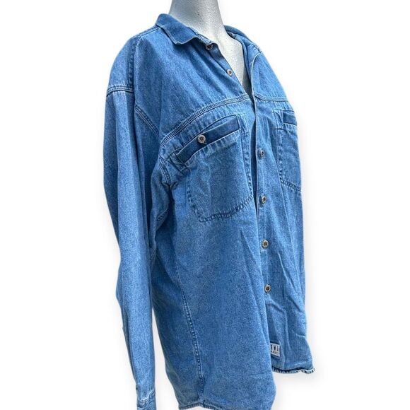 Levis Vintage Blue Denim Embroidered Button Down Long Sleeve Shirt - Picture 7 of 12